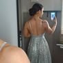 Stunning silver low back formal dress with lace & glitter detail Image 8
