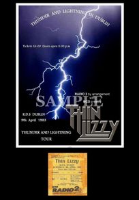 Thin Lizzy concert poster + ticket RDS Dublin 1983 A3 size replica
