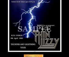 Thin Lizzy concert poster + ticket RDS Dublin 1983 A3 size replica