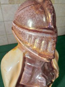 Vintage Knight Fireside Companion Guard/ Cast iron and enamel