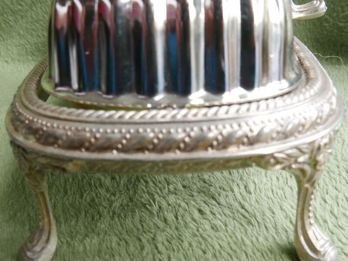 Vintage Roll Top Silver Plated Butter Dish With Glass Insert Vintage