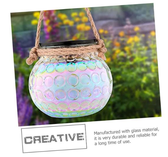 2pcs Glass Jar Hanging Lights Decorative Lanterns Mosaic Solar Lantern Solar Lights