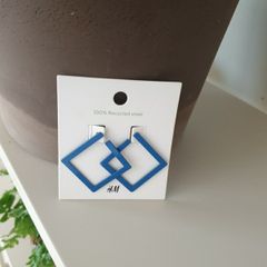 Blue Square earrings bn