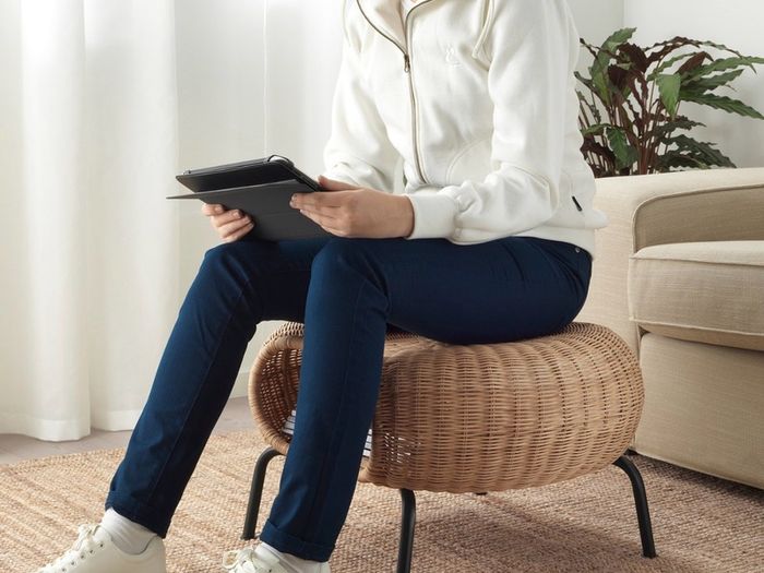 IKEA GAMLEHULT - rattan footstool with storage