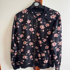 Floral Print Zip Up Bomber Jacket, size 8(EUR36)
