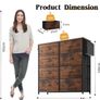 Fabric Chest of Drawers - Canvas Storage Unit with 8 Large Drawers Label Cards, Side Pocket & Hook for Living Room, Hallway, Bedroom Image 6