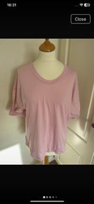 Carolyn Donnelly pink cotton top with linen sleeve size 10