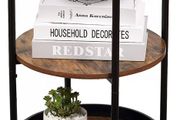 Industrial Nordic End Table, 3-Tier Round Side Table with Storage Shelf Edge Protection Tray, Sturdy Metal Frame Coffee Table Bedside Table for Living Room Bedroom Small Spaces MULTIPLE COLOURS AVAILABLE (FREE POSTAGE)
