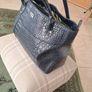 Osprey of London Navy Patent Crocodile Leather Handbag Image 9
