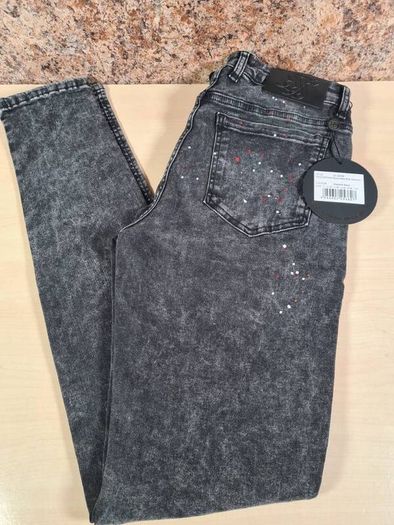 mens Siksilk jeans washed black bust knee riot denim Size Small W 30 L 34