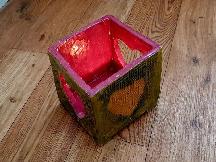 Handmade Ceramic Candle Holder - Heart Glow Design