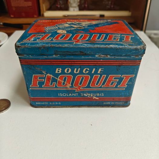 Old 1950s spark plugs tin automotive memorabilia moped