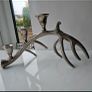 Silver Antler Candelabra Centerpiece 3 Taper Candle Holder Stag Decor Image 4