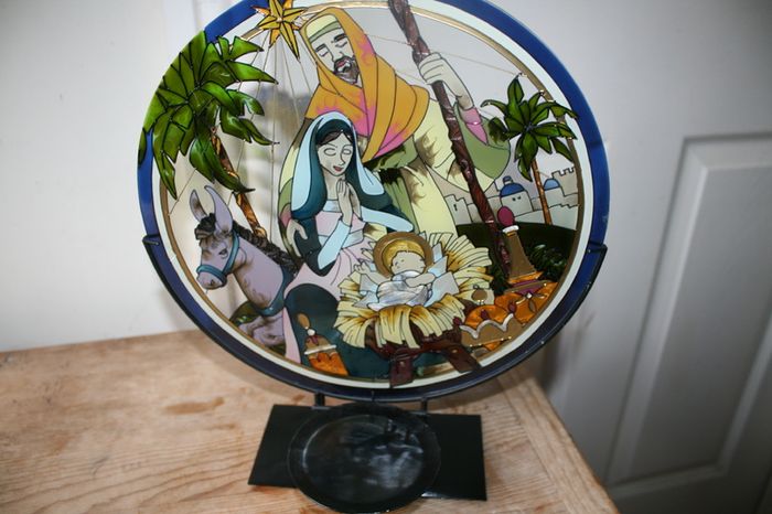 hand painted glass - candle stand