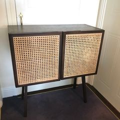 Meranti wood with rattan-door cabinet 80x35x85cm