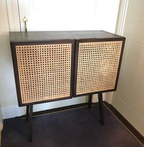 Meranti wood with rattan-door cabinet 80x35x85cm