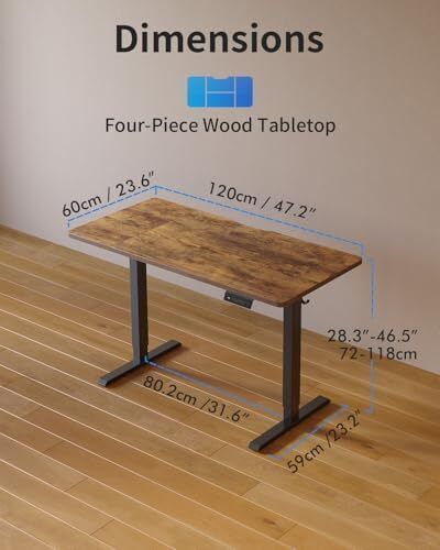 Electric Standing Desk Height Adjustable For Gaming and Computer, 120 x 60cm