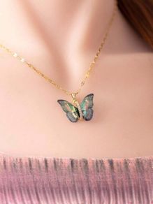Colorful Butterfly Pendant Necklace