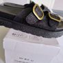 Women Buckle Decor Flatform Slidder Sandals Image 5