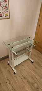 Glass & White PC Desk Computer Table  Good Condition