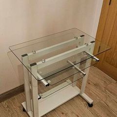 Glass & White PC Desk Computer Table  Good Condition
