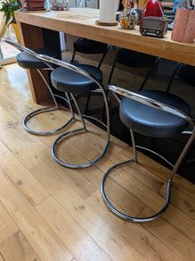 Postmodern Italian Chrome Pipping Stools by Effezeta