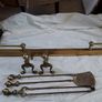 Brass fire fender plus fire dogs & fire irons Image 2