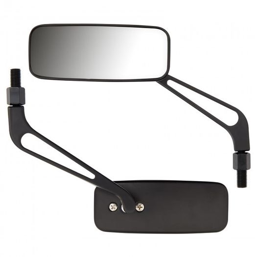 Rectangular Metal Motorcycle Mirrors - Black