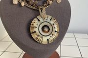 Antique Chinese Jade Nephrite Spinning Prayer Wheel Medallion Pendant