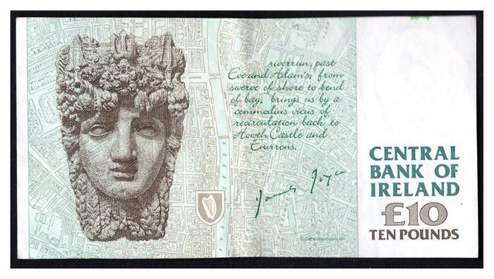 1994 Ireland IR10 James Joyce Banknote Series C. Note issued 25/02/94. Serial number DDJ915085