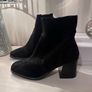 Black Leather Block Heel Boots Size 6 Image 5