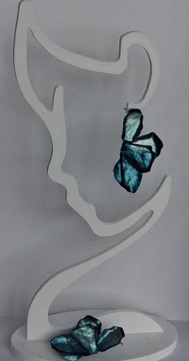 Iridescent Metallic Teal Irregular Petal Earrings