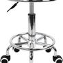 NEW SALE | Round Rolling Stool with Foot Rest PU Leather Height Adjustment Modern Industrial Metal Style Swivel Spa Salon Tattoo Work Massage Stools Small Image 10