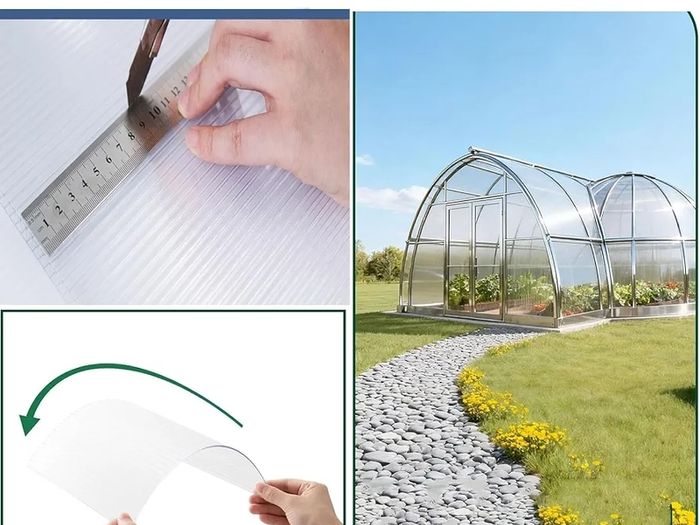 14 Pcs Polycarbonate Greenhouse Panels, 4mm | 10.25m | Double Wall Panels |121x60.5cm | Twin-Wall Panels, Polycarbonate Sheet for All Weather Outdoor Garden and Greenhouse Covering