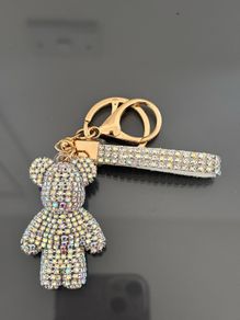 Rhinestone teddy bear keychain