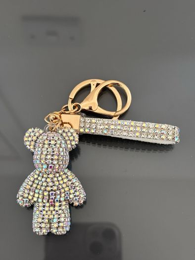 Rhinestone teddy bear keychain