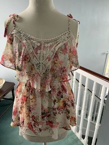 Brand new river island peach and cream floral chiffon cami vest  top