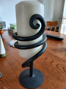 Black Metal Candle holder with candle