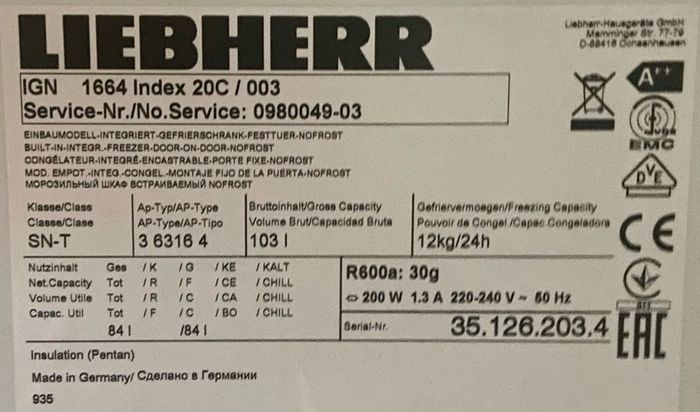 No frost freezer Liebherr / brand new condition