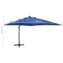 Cantilever Umbrella with Pole and LED Lights Azure Blue 300 cm Image 10