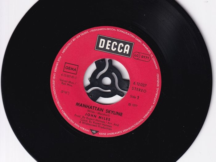 John Miles Manhattan Skyline German Pressing 1977 Decca Records 45rpm