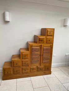 Indonesian Solid Teak Stairs Cabinet
