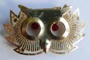 Vintage Owl with Glass Eyes, Pendant or Brooch