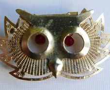 Vintage Owl with Glass Eyes, Pendant or Brooch