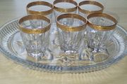 Vintage set of six aperitif glasses, France glass