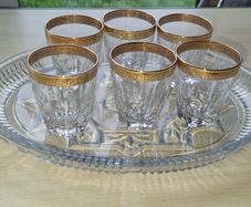 Vintage set of six aperitif glasses, France glass