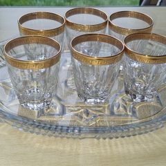 Vintage set of six aperitif glasses, France glass