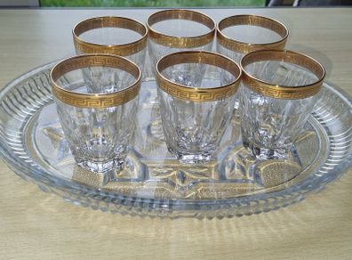 Vintage set of six aperitif glasses, France glass