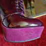 Carvela lace up burgundy patent leather and suede boots stiletto high heels 5 Image 4
