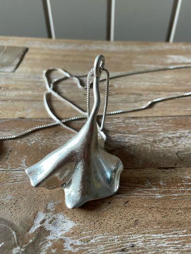 COS flower pendant silver plated recycled brass new